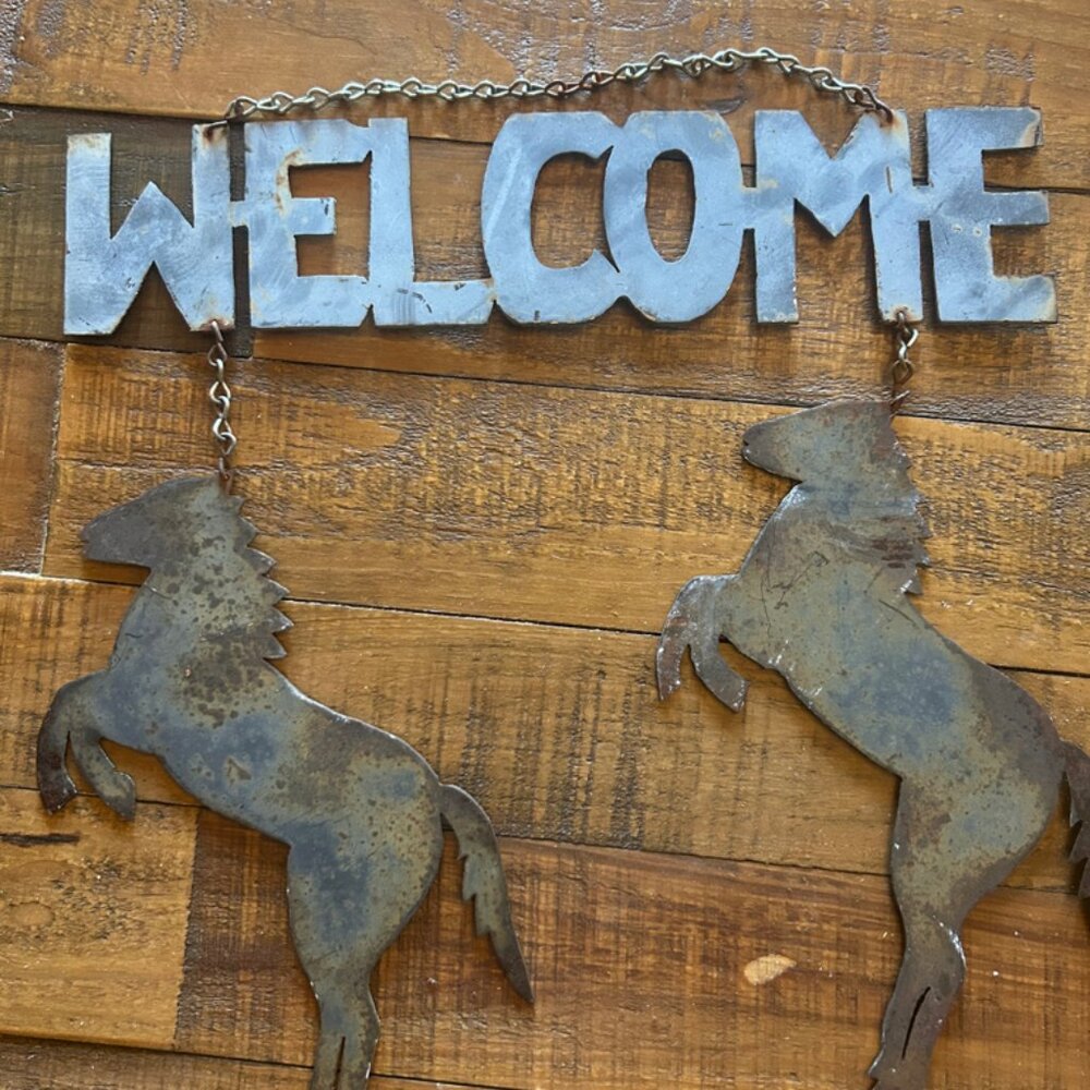 Wrought Iron Vintage Welcome Sign Wind Chime